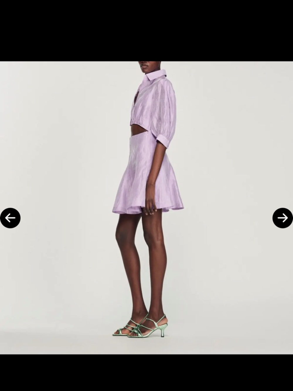 Sandro Lavender Cropped Bodice Mini Shirt Dress size 38 - Picture 6 of 10